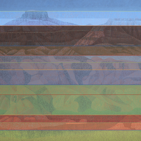 CABEZON Y BLANCO MESA, Landscape, painting on canvas, Cabezon Peak, New Mexico - Copyright 2016 Peter E Lynn