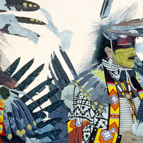 WACIPI 01, painting on paper, Taos Pueblo Pow Wow, Taos New Mexico - Copyright 1994 Peter E. Lynn