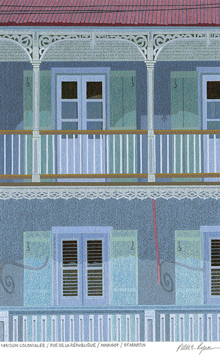 MAISON COLONIALES,  11 " x 15",  Acrylic on paper<br /> ©2022 Peter E. Lynn