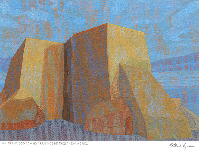 SAN FRANCISCO DE ASIS - Ranchos de Taos, NM, 11 x 43",  Acrylic on canvas, ©2022 Peter E. Lynn
