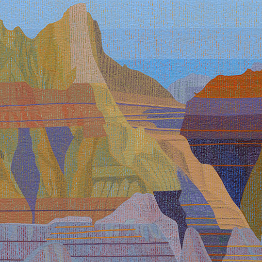 THE WALL, Badlands National Park, South Dakota - Small Works - Landscape, Painting Acrylic on paper, Copyright 2022 Peter Lynn